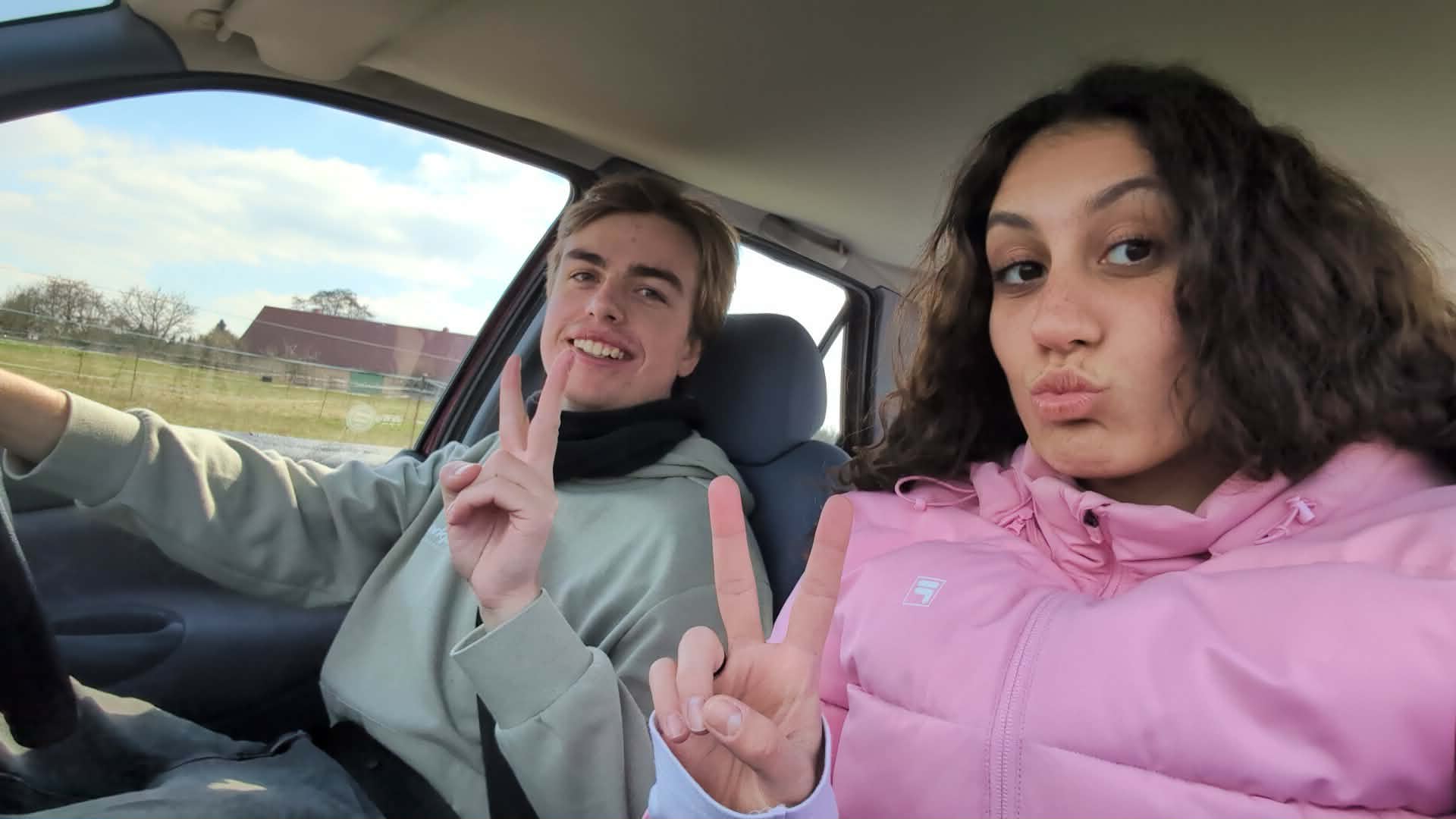 Us in the car